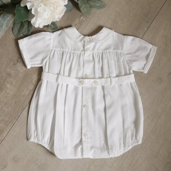Vintage White Belted Creeper Romper Feltman Brothers Newborn Special Collar - Picture 5 of 5